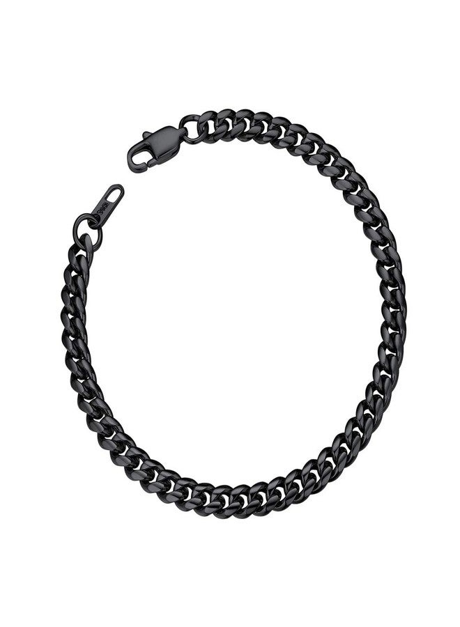 ChainsPro Black Chain Bracelet Stainless Steel 6MM 19CM Husband Dad Gift Black - Image 1