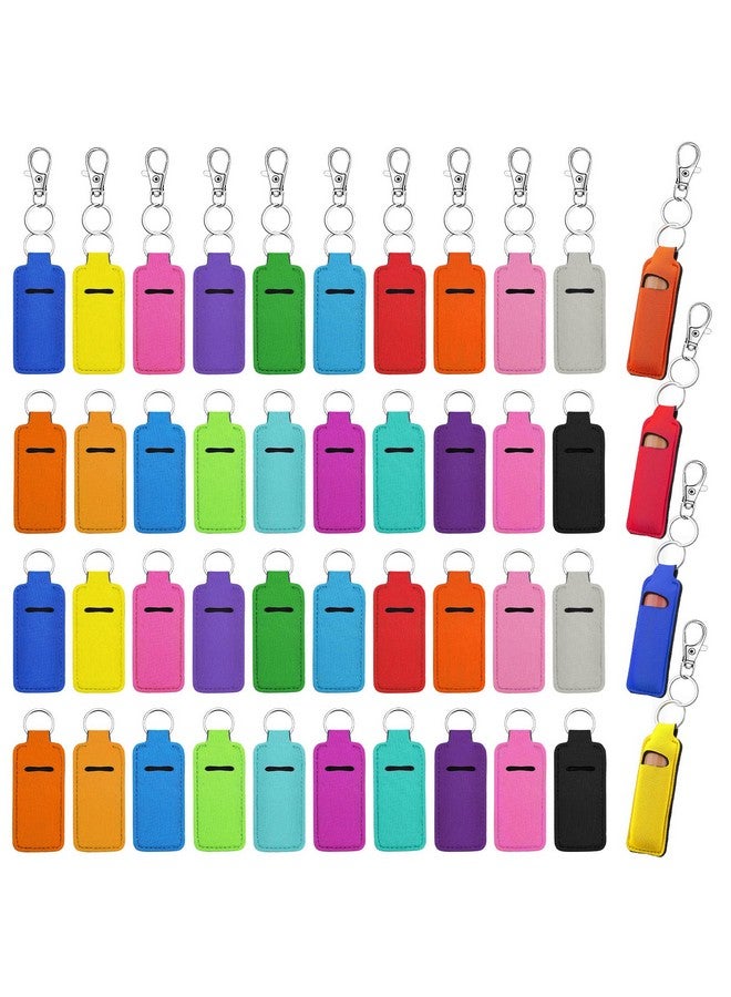 Tudomro 40 Pcs Lipstick Holder Keychain Lip Balm Sleeve Pouch With 40 Clip Portable Pocket Lip Balm Holder Keychain Colorful Lip Gloss Tube Holder Stocking Stuffers Gift For Women 20 Colors - Image 1