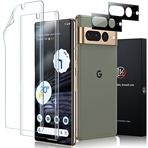 LK 2 Pack for Google Pixel 7 Pro Screen Protector 6.7-inch + 2 Pack Lens Protector with Positioning Tool, Self-Healing TPU Film, Touch Sensitive, HD Ultra-Thin - Image 1