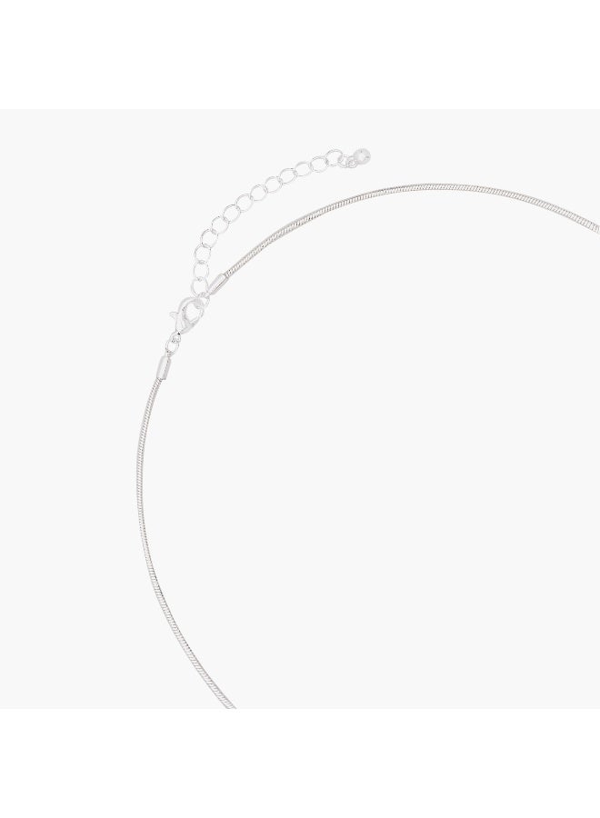 LIFESTYLE Silver Tone Pendant Necklace with Hammered Design - Image 3