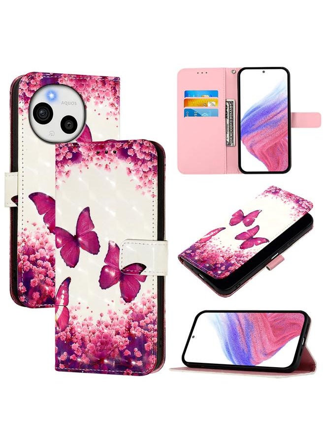 erorex - For Sharp Aquos Sense9 Plus 3D Painting Horizontal Flip Leather Phone Case(Rose Butterfly) - Image 1