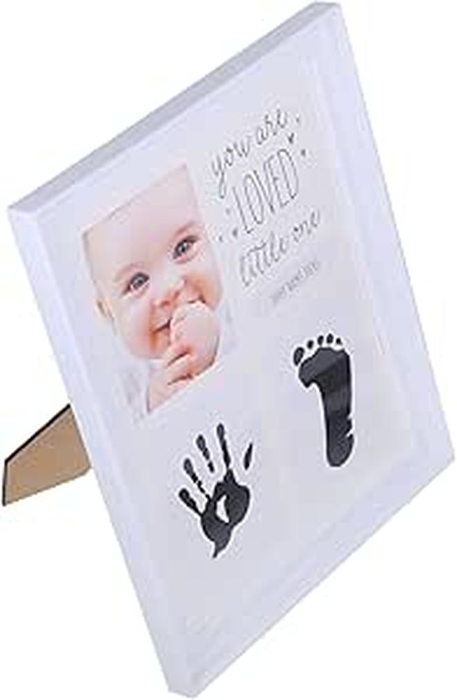SUPVOX White Clay Handprint Footprint Keepsake Frame For Baby First Year Photos - Image 1