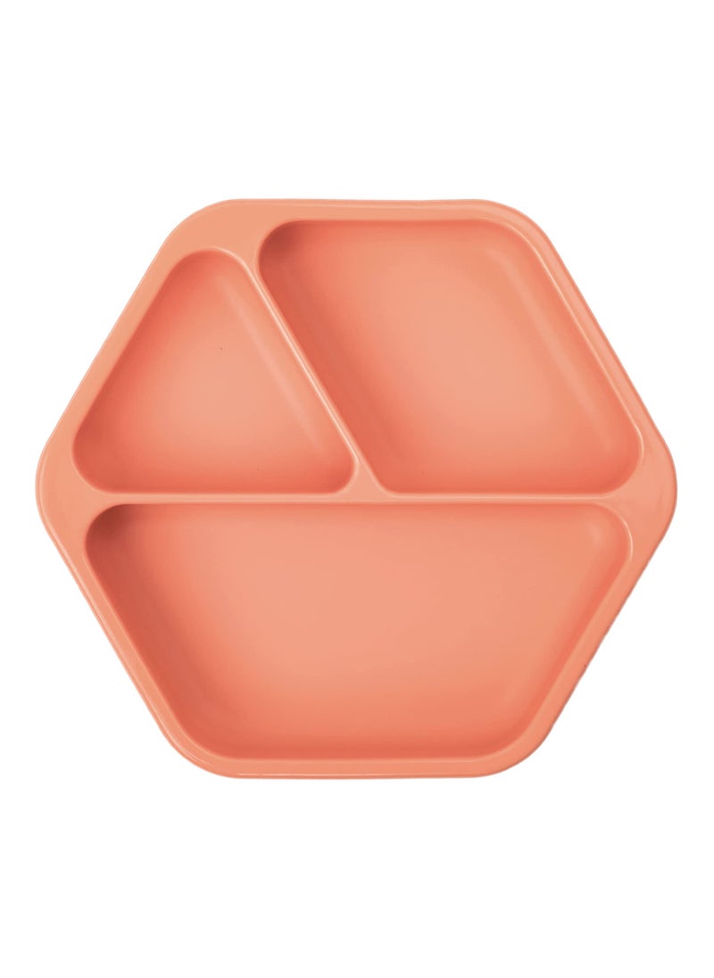Tiny Twinkle Tiny Twinkle Silicone Suction Baby Plate Suction Grip Divided Dish for First Foods and SelfFeeding Toddlers Baby Led Weaning Supplies for Independent Eating Coral Plate 