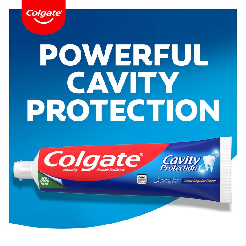 Colgate معجون أسنان كولجيت لحماية التجاويف مع الفلورايد، نكهة عادية رائعة، 6 أونصات، عبوة 6 - Image 2