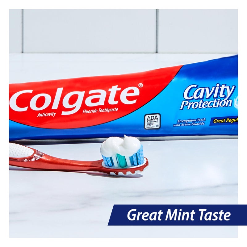 Colgate معجون أسنان كولجيت لحماية التجاويف مع الفلورايد، نكهة عادية رائعة، 6 أونصات، عبوة 6 - Image 5