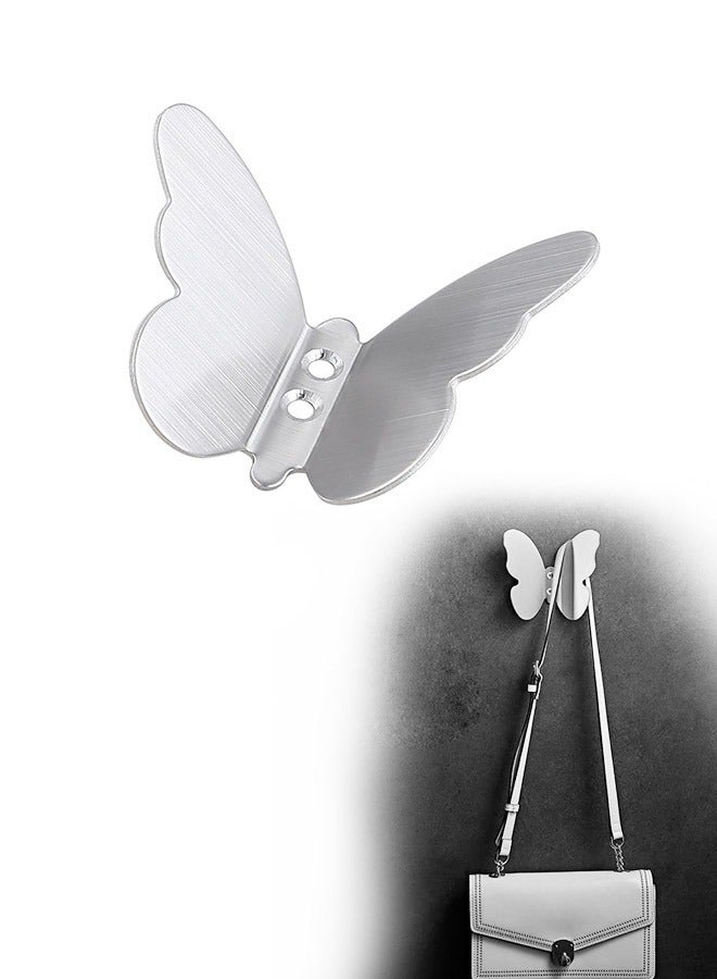 Butterfly Shape Stainless Steel Wall Hook, Originality Design Thickening Multifunctional Storage Wall Mounted Metal Hook, Clothes Hat Household Goods Decoration (Silver)  - Image 1