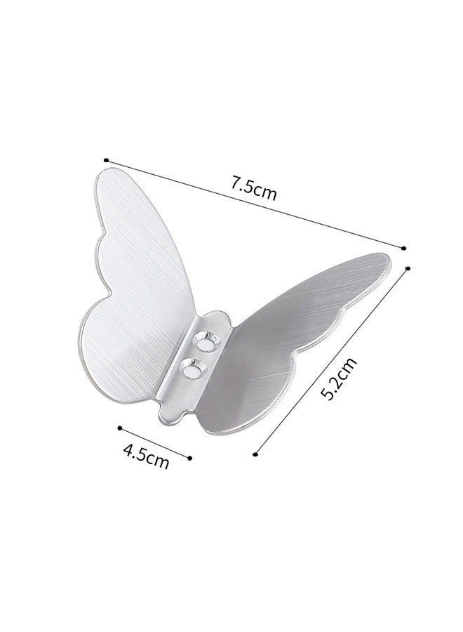 Butterfly Shape Stainless Steel Wall Hook, Originality Design Thickening Multifunctional Storage Wall Mounted Metal Hook, Clothes Hat Household Goods Decoration (Silver)  - Image 2
