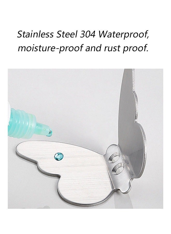 Butterfly Shape Stainless Steel Wall Hook, Originality Design Thickening Multifunctional Storage Wall Mounted Metal Hook, Clothes Hat Household Goods Decoration (Silver)  - Image 3