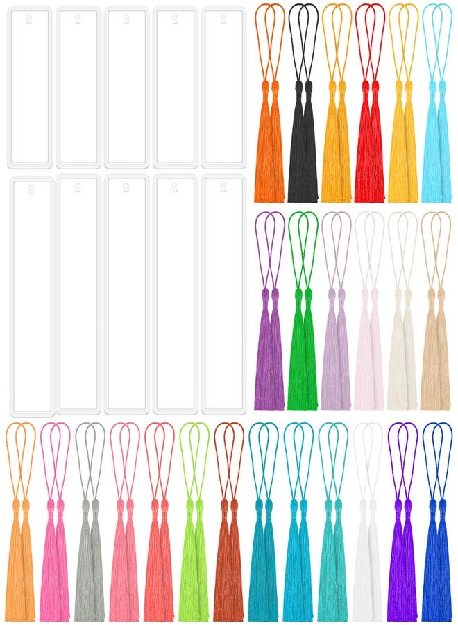 Caffox Bookmark Mold Kit with 100pcs Tassels and 10pcs Silicone Molds for Epoxy Resin Casting - Image 1