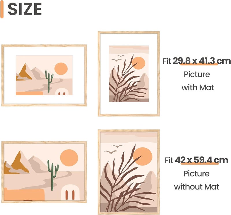 أبس سيمبلز أوبسيمبلز عبوة من 3 إطارات صور 20 × 30 سم، إطار طبيعي 20 × 30 سم، إطار صور للصور، الصور، الملصقات - Image 2