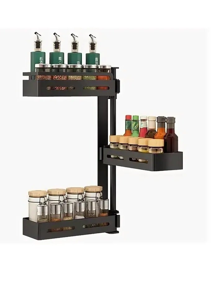 Beauenty Space Aluminum Kitchen Rotating Frame for Placement Without Perforation Multi-functional Four-layer Black Wall Hanging - Image 2