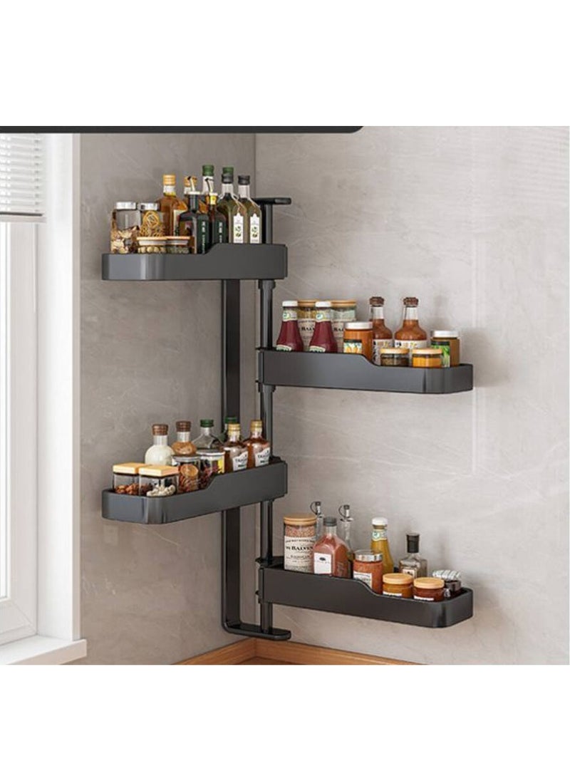 Beauenty Space Aluminum Kitchen Rotating Frame for Placement Without Perforation Multi-functional Four-layer Black Wall Hanging - Image 3