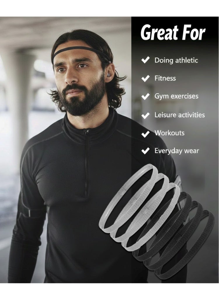 6PCS Sports Headbands Set - Non-Slip Elastic Yoga Running Headband hairband for Fitness, Football, Soccer, Gym | Slim Fit Unisex Sweatband Set for Adults & Teens Unisex for Men Women Youth Sports equipment - Image 2