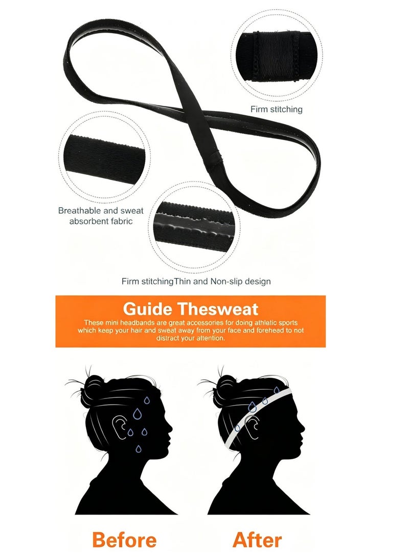 6PCS Sports Headbands Set - Non-Slip Elastic Yoga Running Headband hairband for Fitness, Football, Soccer, Gym | Slim Fit Unisex Sweatband Set for Adults & Teens Unisex for Men Women Youth Sports equipment - Image 5