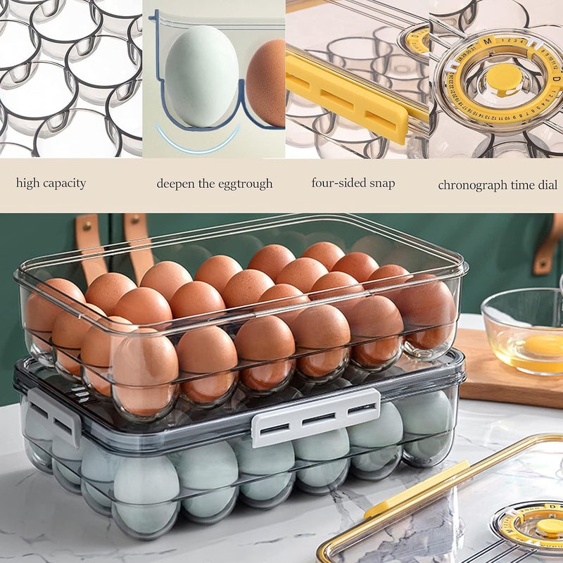 FTNESGYM Egg Holder For Refrigerator, Egg Storage Bin Stackable Egg Storage Containers with Lid and Special Buckle, Egg Tray Storage Box, Egg Storage Container for Refrigerator (Gray) - Image 4