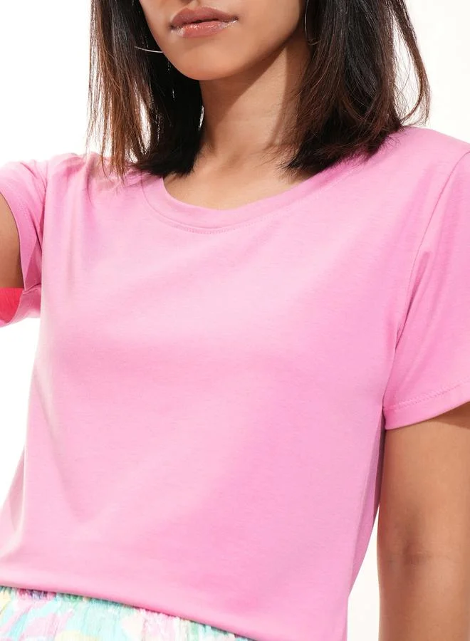 Tokyo Talkies Tokyo Talkies Solid Round Neck Regular Fit T-Shirt