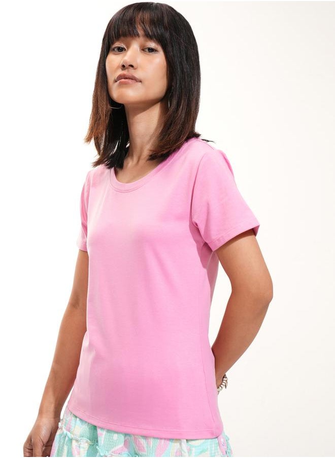 Tokyo Talkies Solid Round Neck Regular Fit T-Shirt by Styli  - Image 4