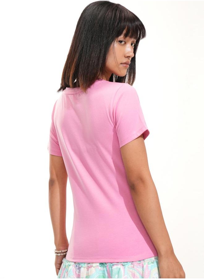 Tokyo Talkies Solid Round Neck Regular Fit T-Shirt by Styli  - Image 3