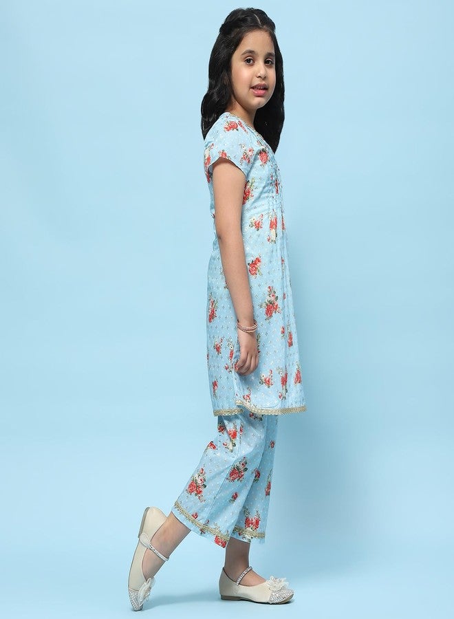 BIBA Girls PRINTED A_LINE KID(KWSUMMER CASTEL5961_BLUE_11) - Image 3