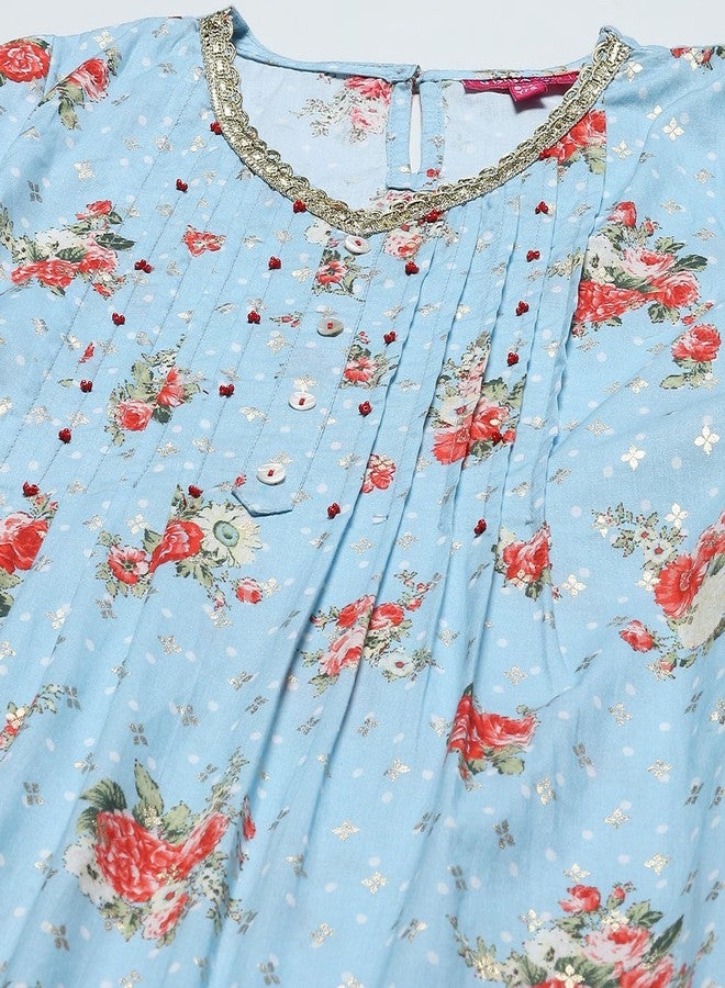 BIBA Girls PRINTED A_LINE KID(KWSUMMER CASTEL5961_BLUE_11) - Image 5