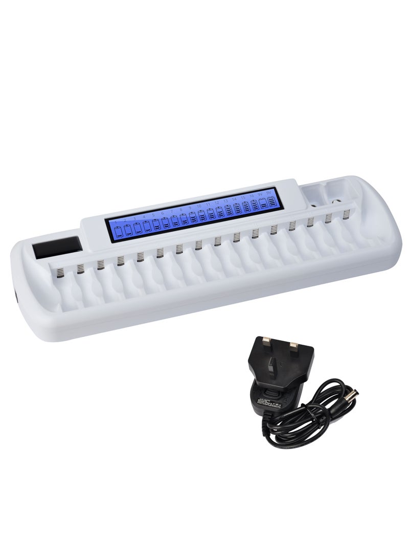 DMK Power DMK Power TC-Q189 16 + 2 Slot Battery Charger for AA AAA Ni-MH Ni-CD 9V Li-ion Batteries - DC 12.5V Input, Fast Charging, Intelligent Protection. - Image 1