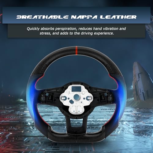VOONKE Real Carbon Fiber Steering Wheel For Volkswagen GTI/Golf MK7 2015-2017 D-shaped Nappa Perforated Leather Flat-bottom Steering Wheel (With paddle holes) - Image 2