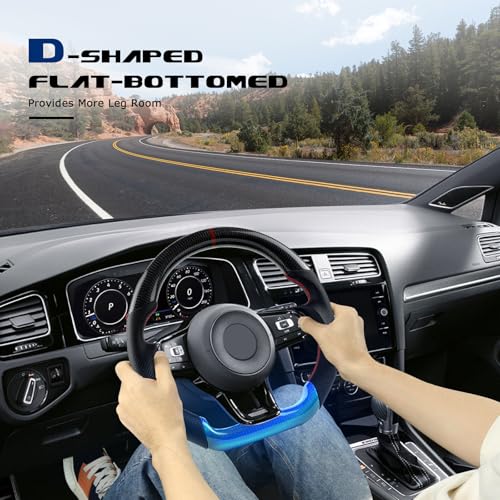 VOONKE Real Carbon Fiber Steering Wheel For Volkswagen GTI/Golf MK7 2015-2017 D-shaped Nappa Perforated Leather Flat-bottom Steering Wheel (With paddle holes) - Image 4