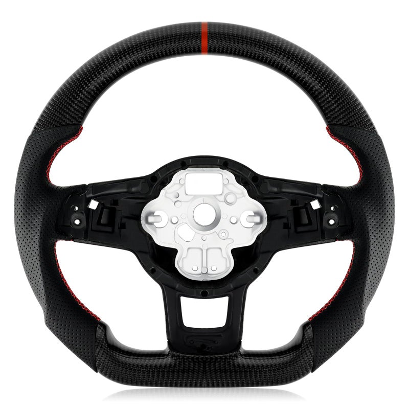VOONKE Real Carbon Fiber Steering Wheel For Volkswagen GTI/Golf MK7 2015-2017 D-shaped Nappa Perforated Leather Flat-bottom Steering Wheel (With paddle holes) - Image 3
