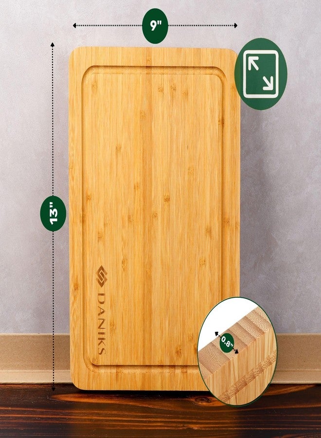 Daniks Bamboo Cutting Board, L 13x9 in, Pre‑Oiled, with Juice Groove - Cutting Board for Kitchen, Meal Prep, Serving & Charcuterie, Heavy-Duty - Image 3