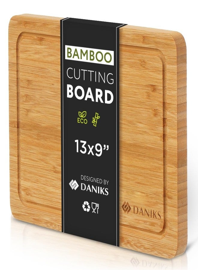 Daniks Bamboo Cutting Board, L 13x9 in, Pre‑Oiled, with Juice Groove - Cutting Board for Kitchen, Meal Prep, Serving & Charcuterie, Heavy-Duty - Image 1