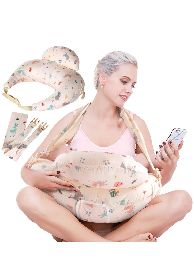 WENTCCION Nursing Pillow With Adjustable Shoulder Straps And Waist Belt For Mom And Baby Support, Nursing Pillow With Removable 100% Cotton Pillowcase, A Must-Have For Newborns - Image 1