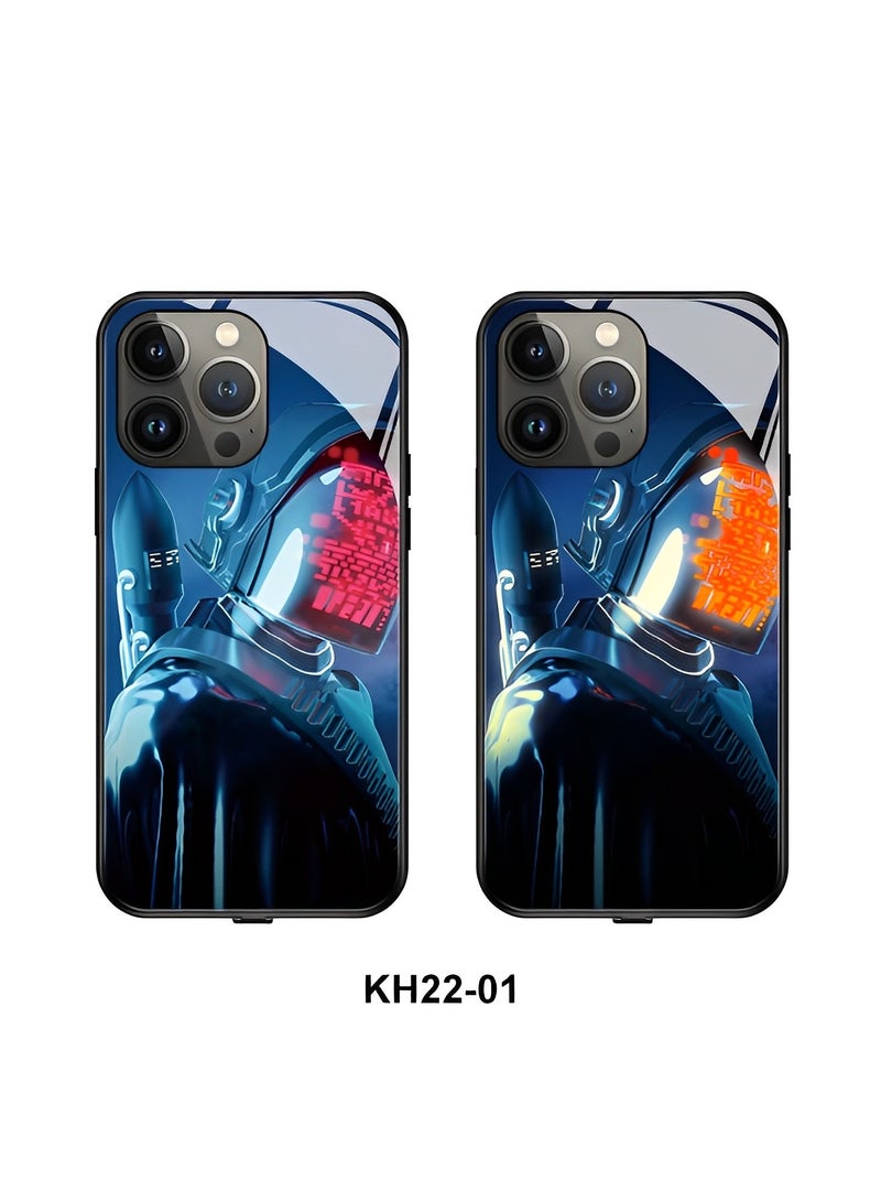 REOCLE iPhone 13 14 Case Colorful Luminous Tempered Glass Mobile Phone Protective Case with Voice Control Call Flash Personalized Phone Case for Cool Women and Trendy Men - Image 2