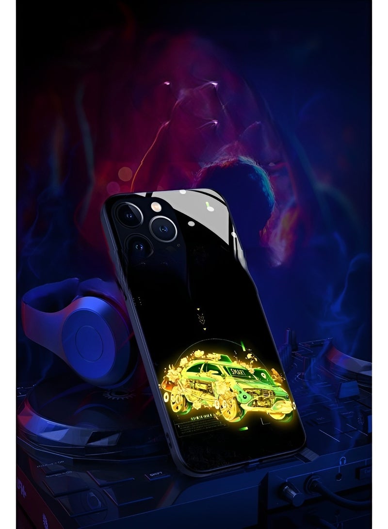 REOCLE iPhone 13 14 Case Colorful Luminous Tempered Glass Mobile Phone Protective Case with Voice Control Call Flash Personalized Phone Case for Cool Women and Trendy Men - Image 4