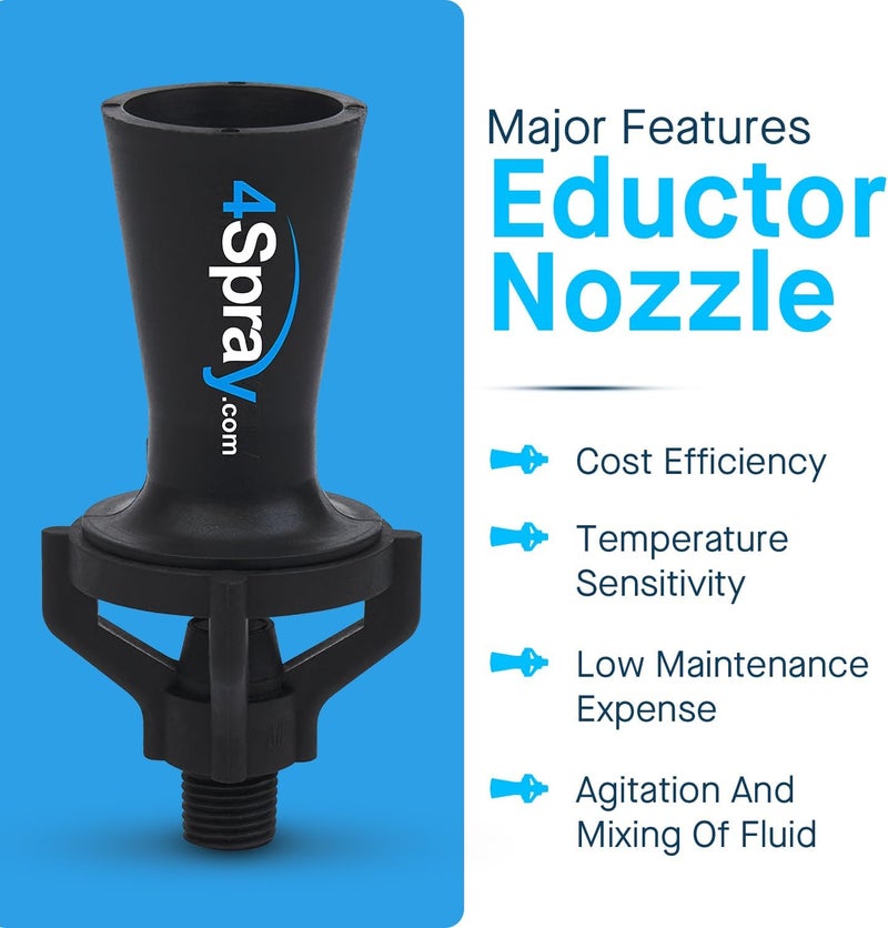 4SPRAY Eductor Nozzle - BSPT Fluid Mixing Eductors - Glass Reinforced Polypropylene - Minimal Maintenance and Clog Resistant Tank Mixing Agitation Nozzles - 1/2 inch (1 Count) - Image 4