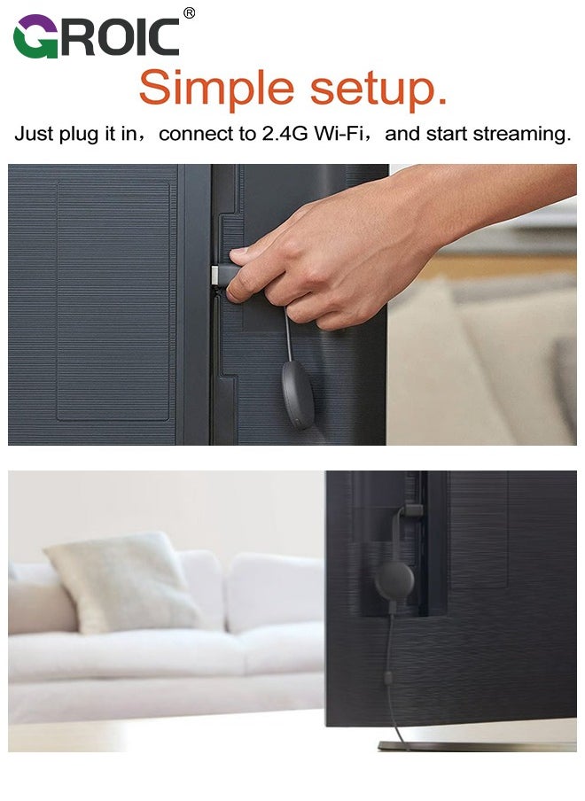 4K 1080P Wireless HDMI Display Dongle Adapter, WiFi Streaming Movies, Shows, and Live TV Receiver from i-Phone, i-Pad, Android, PC, Tablet, Window to HDTV/Monitor/Projector