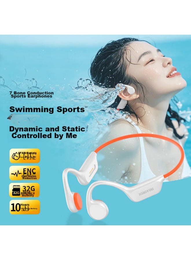 Xiaoyougu Bone Conduction X7 Bluetooth Headphones, Swimming Earphones, Running Noise-cancelling, 8-level Waterproof, Professional Sports Bone Conduction, Non-in And Ear-hook Style, With Built-in 32gb Memory - Image 1