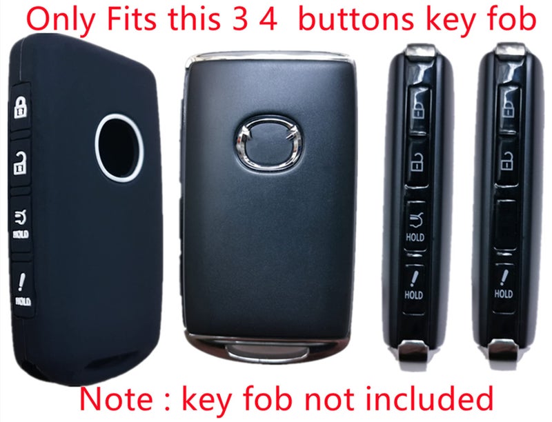 Runzuie 2Pcs 4 Buttons Silicone Smart Remote Key Fob For 2025 2024 2023 2022 2021 2020 2019 Mazda 3 6 Cx-30 Cx-5 Cx-9 Cx-50 Key Fob Cover (Black With Gray) - Image 2