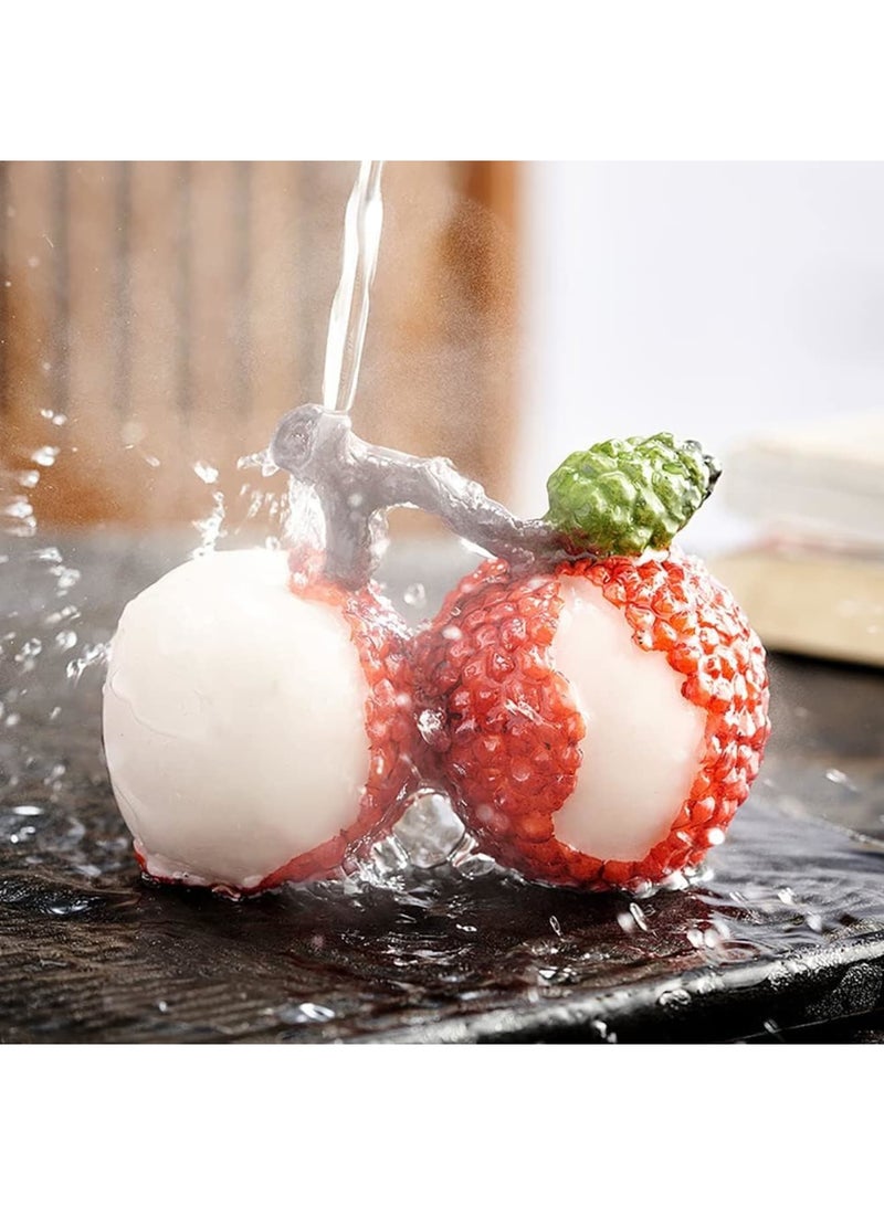 SYOSI Tea Pet for Litchi, Resin Lychee Figurine Craft, Kung Fu Tea Ornament with Heat Discoloration, Decorative Sculpture for Tea Lovers, Tray Hot Water Dispenser Decor, Kitchen Decoration (2 Lychees) - Image 1