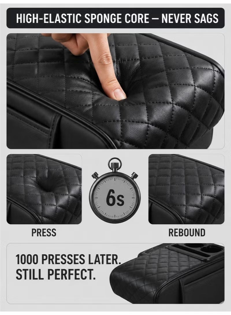 4-in-1 Multifunctional Car Armrest Organizer Pad with Cup Holder, Tissue Box, Phone Slot, and Side Pocket - Elevated Center Console - Image 5