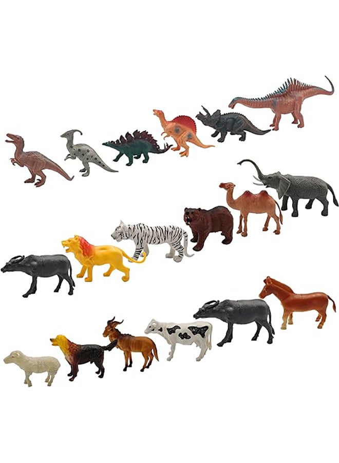 FUNFY Dinosaurs, Jungle and Farm   of 18 Pcs | Learning Educational Animal Toy Set for Kids of 3+ Year | Gifting | Plastic Realistic All Kind of Animal Playset for Kids - Image 1