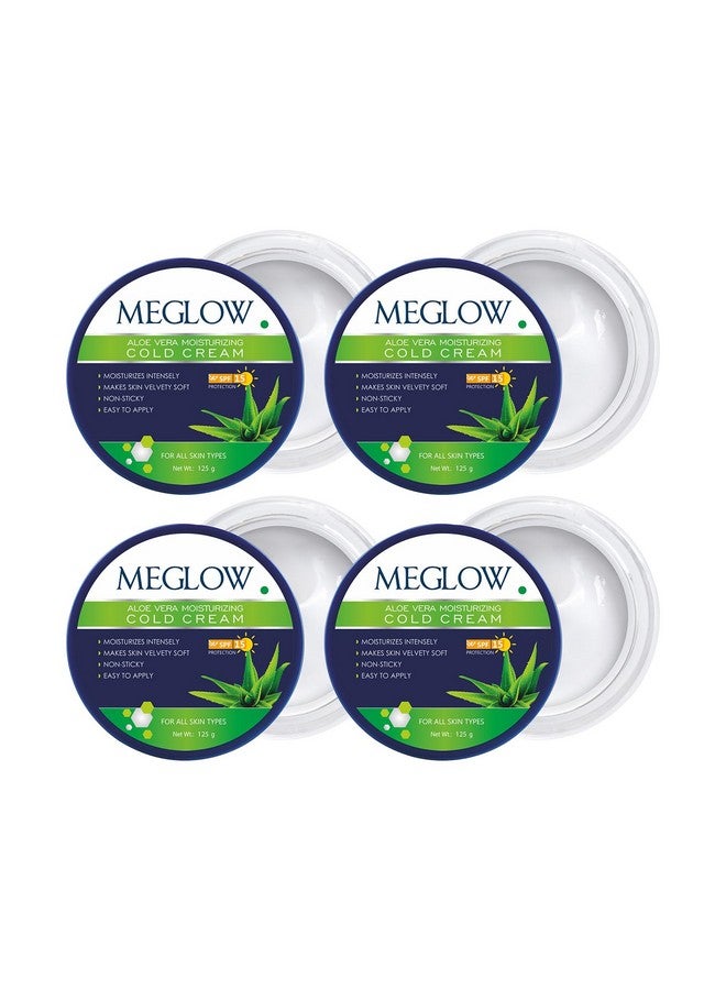 Meglow Aloe Vera Moisturizing Cold Cream | Deep Hydration & Winter Care | Enriched with Cucumber Extracts & Aloe vera for Soft, Nourished & Protected Skin Pack of 4 (125g each) - Image 1