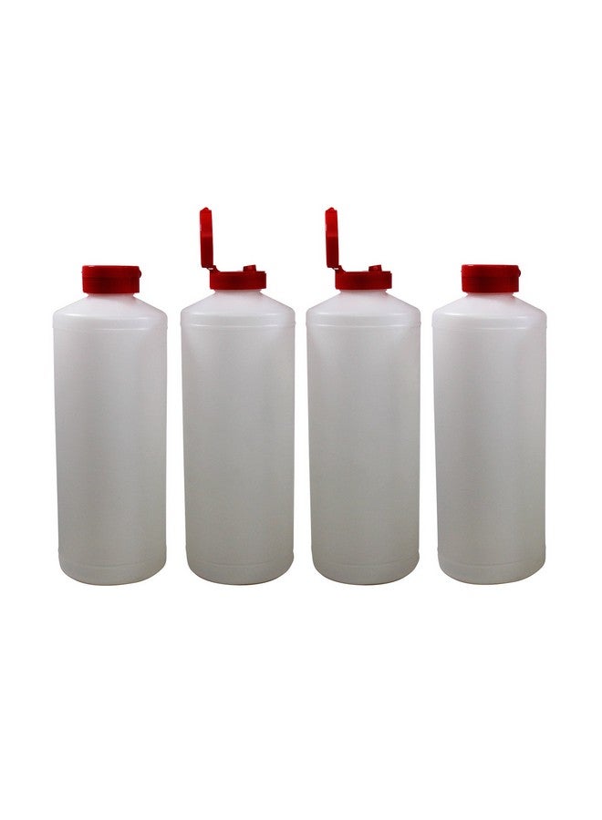 Pinnacle Mercantile Pinnacle Mercantile Plastic Condiment Squeeze Bottles Dispensing with Red Flip Top Hinged Cap Large 32 oz Empty Set of 4 - Image 1