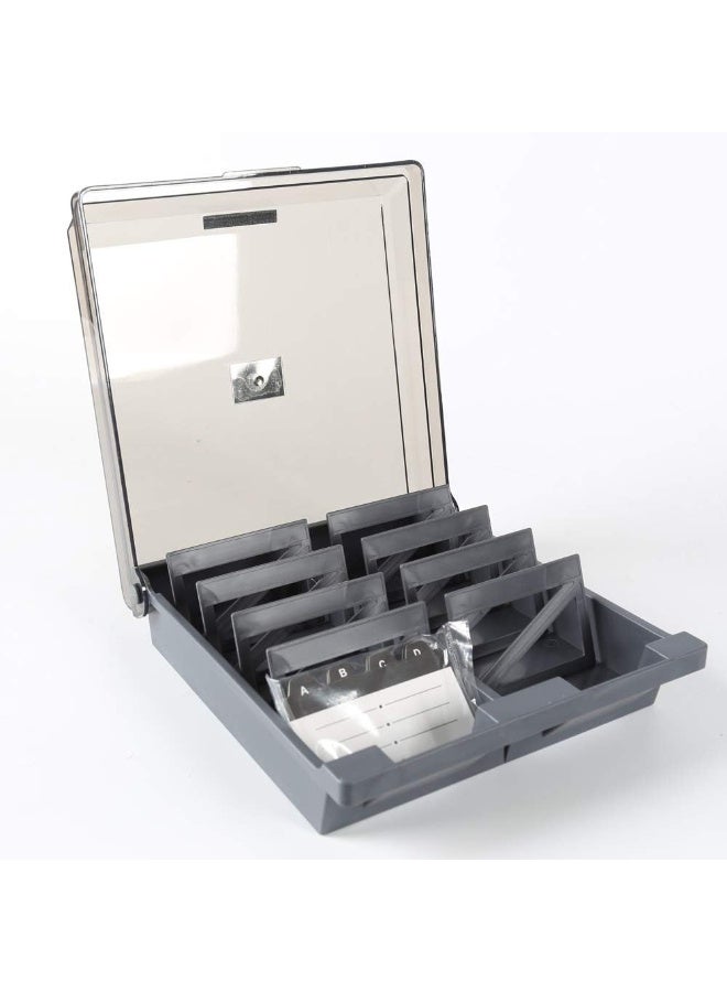 OSHIMA Business Card Holder for Desk, Large Business Card Storage Box, Holds 1000 Cards, Box Magnetic Card Classification A-Z Index Four Compartment - Image 3