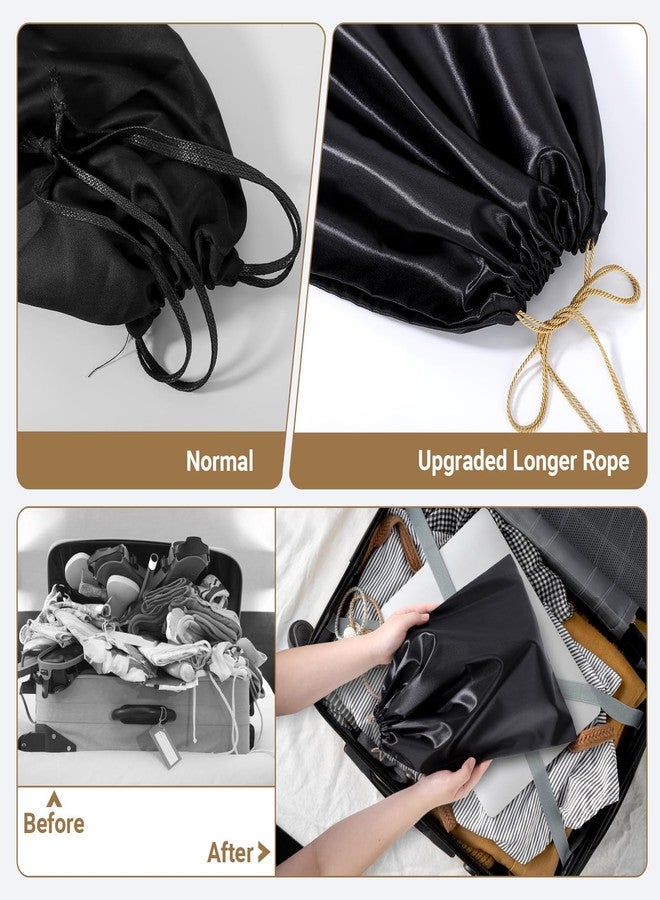 Ewen 6 Pack Small Satin Dust Bags with Blank Tags, 11.8x15.7in Reusable Dustbags for Handbags with Drawstring, Vacation Essentials Packing Bag, Black Silk Storage Pouch for Purse Jewelry Organization - Image 4