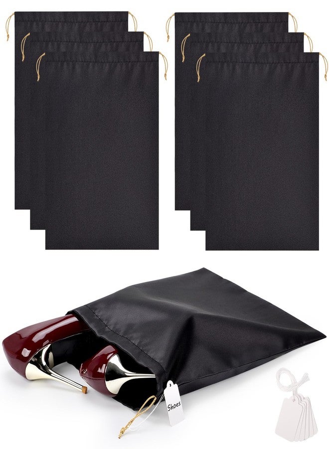 Ewen 6 Pack Small Satin Dust Bags with Blank Tags, 11.8x15.7in Reusable Dustbags for Handbags with Drawstring, Vacation Essentials Packing Bag, Black Silk Storage Pouch for Purse Jewelry Organization - Image 1