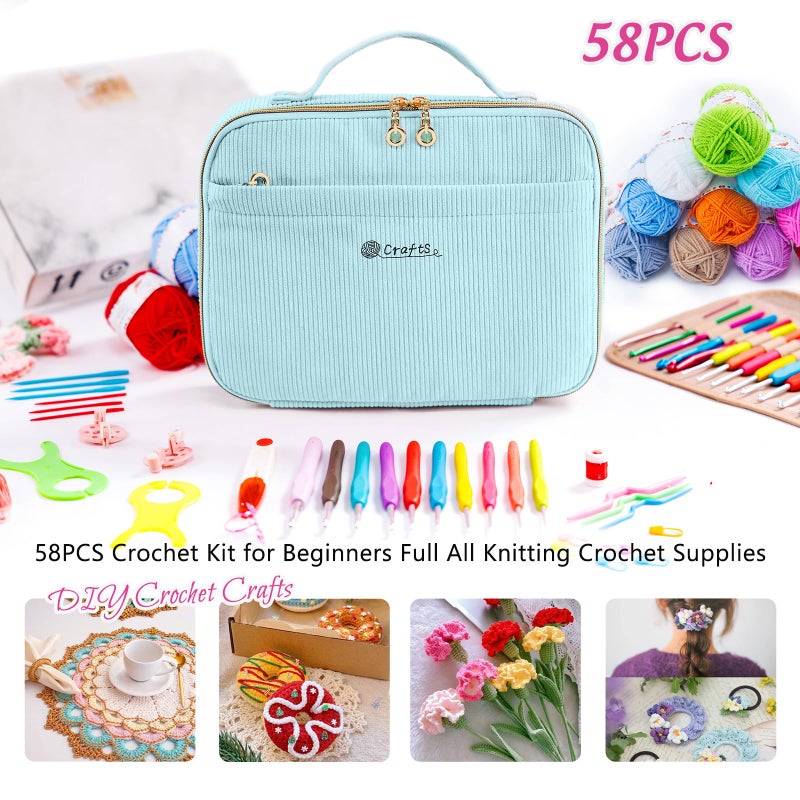 MYBAGZING Crochet Kit for Beginners with Yarn Storage Bag, 10pcs Crochet Hooks 2.0-6.0 mm, 10 Skeins Yarn for Crocheting, Knitting Accessories, 58pc Crochet Starter Kit for Adults - Image 4