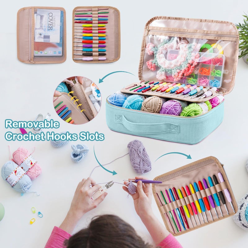 MYBAGZING Crochet Kit for Beginners with Yarn Storage Bag, 10pcs Crochet Hooks 2.0-6.0 mm, 10 Skeins Yarn for Crocheting, Knitting Accessories, 58pc Crochet Starter Kit for Adults - Image 3