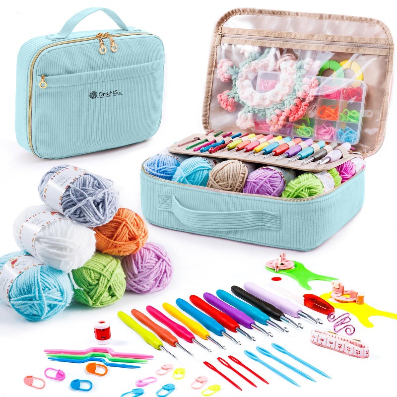 MYBAGZING Crochet Kit for Beginners with Yarn Storage Bag, 10pcs Crochet Hooks 2.0-6.0 mm, 10 Skeins Yarn for Crocheting, Knitting Accessories, 58pc Crochet Starter Kit for Adults - Image 1