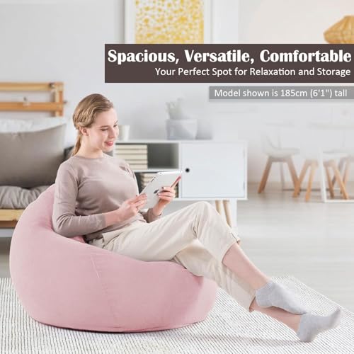 Nobildonna 3 ft Bean Bag Chair Cover (No Filler) 35"×43" Large Stuffed Animal Storage Bean Bag Washable Big Beanbag Chair Cover Premium Corduroy Stuffable Bean Bag Cover for Adults,Kids,Pink 300L - Image 2