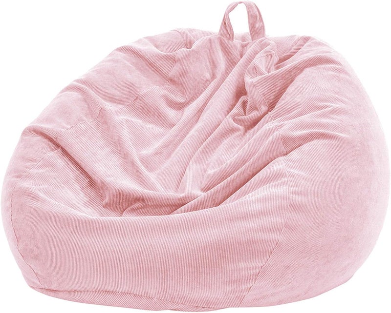 Nobildonna 3 ft Bean Bag Chair Cover (No Filler) 35"×43" Large Stuffed Animal Storage Bean Bag Washable Big Beanbag Chair Cover Premium Corduroy Stuffable Bean Bag Cover for Adults,Kids,Pink 300L - Image 1